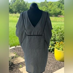 Xhilaration Black and White Striped Swim Coverup